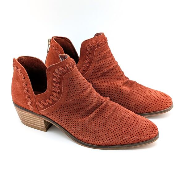 Vince Camuto Palmina Ankle Boots Womens 11 Cayenne Red Leather Western Boho Chic - Picture 4 of 11